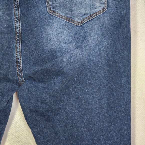 S.O.N.G Curvy Dark Wash Blue High Rise Skinny Ankle Distressed Jeans Jr Sz 13/31 - Picture 14 of 16